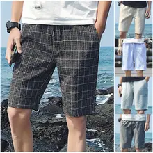 Летние мужские клетчатые шорты Повседневные Дышащие прямые карго шорты высокого качества удобные мужские эластичные шорты