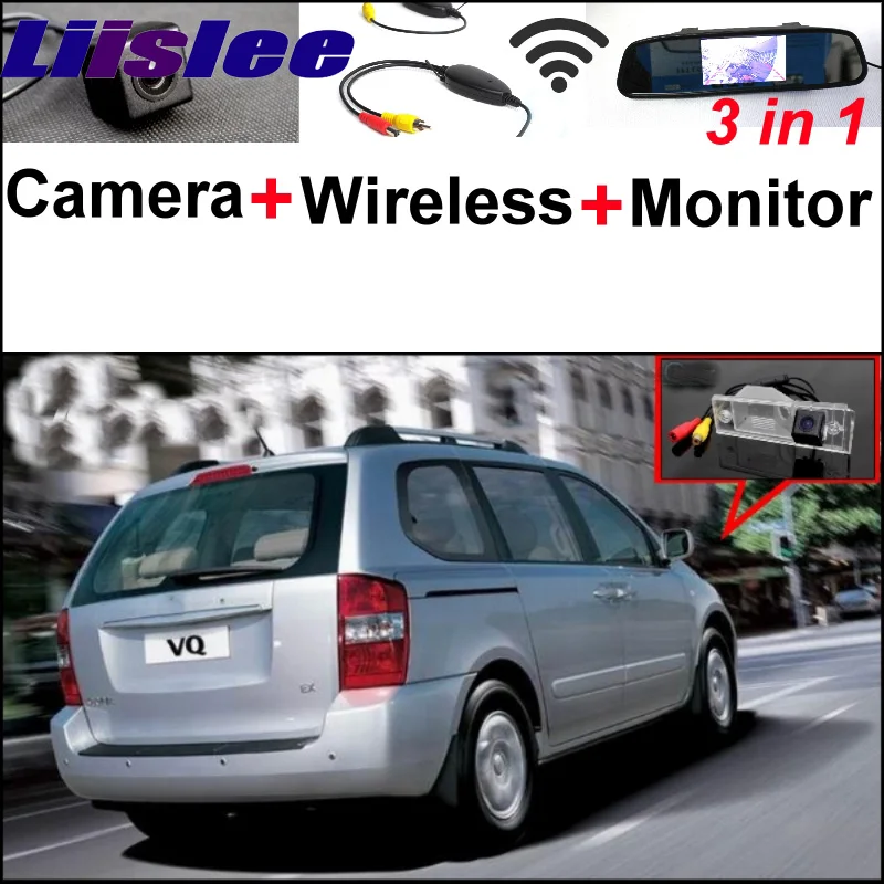 For KIA VQ Camival Sedona 3 in1 Special Rear View Camera + Wireless Receiver + Mirror Monitor Easy DIY Back Up Parking System