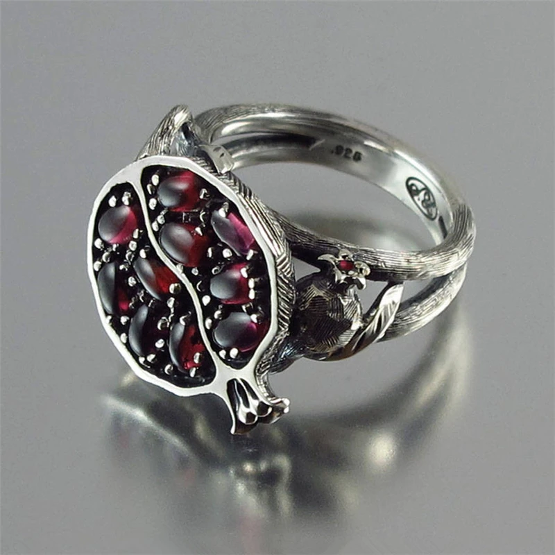 Винтажные этнические обручальные кольца для женщин, инкрустированные красным гранатовым камнем, обручальное кольцо, гранатовые кольца в стиле «Бохо», модные ювелирные изделия Anillos - Цвет основного камня: Type5 Copper