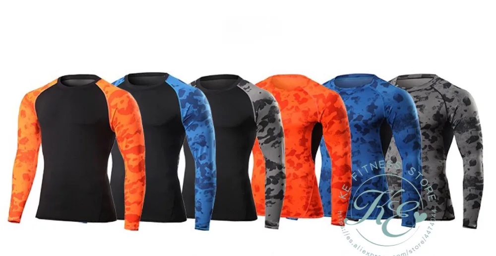 KE camiseta de camuflaje de compresion cuello redondo manga corta hombre транспарантный secado rapido для фитнеса бега Futbol