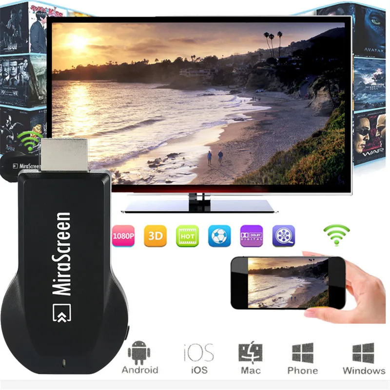 

Google OTA Dongle WiFi Display Receiver DLNA Airplay Miracast Airmirroring Mira Screen For iPhone 6s 7 8 plus Android Smartphone