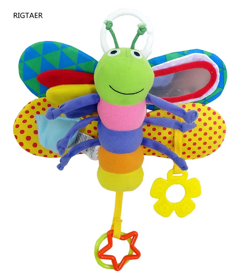 

Musical Baby Stroller Toy Butterfly lathe hanging baby toy with tooth sticking rattan paper security mirror BB call baby rattles