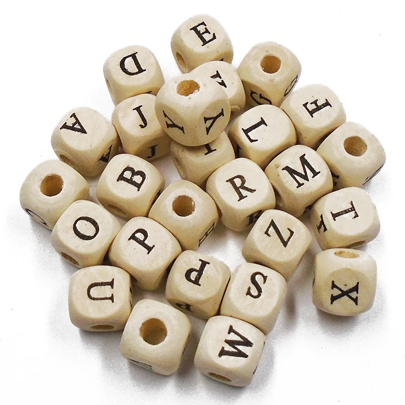 

ZIEENE 26PCs 52PCs 78PCs Mixed Alphabet A-Z Cube Natural Color Square Wooden Beads Buttons Sewing Scrapbooking Crafts Handmade