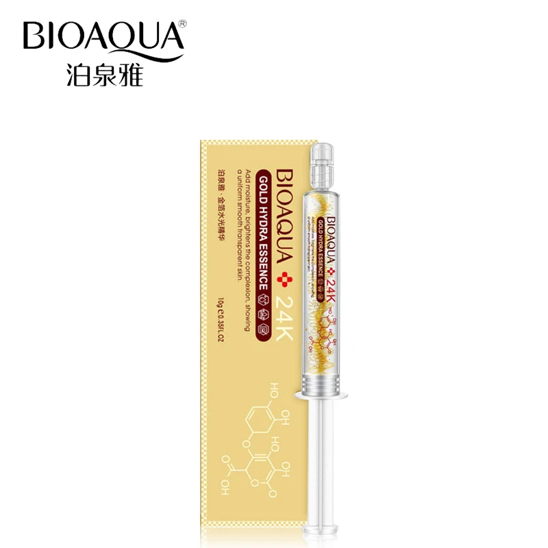 BIOAQUA бренд 24K Золотая фольга жидкость с гиалуроновой кислотой сыворотки глубокий увлажняющий, антивозрастной коллагеновая эссенция отбеливающий уход за кожей 10 мл