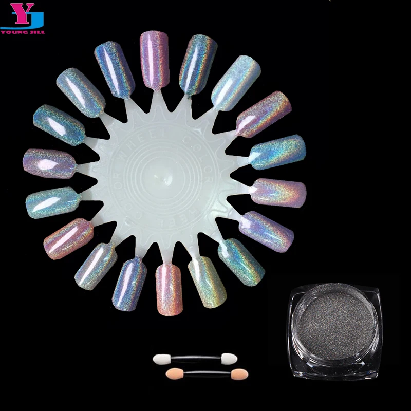 Wholesale 12 Bottle Rainbow Holographic Nail Glitter Powder Laser