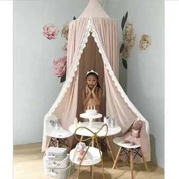 

Chiffon Baby Room Decoration Lace Mosquito Net Kids bed curtain canopy Round Crib Netting tent photography props baldachin 240cm