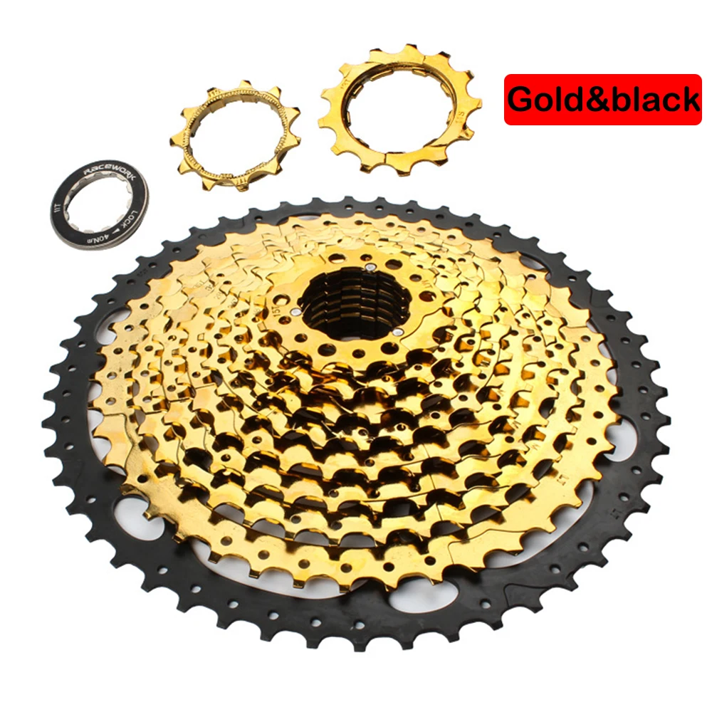 Кассета велосипеда MTB 10 скоростей 11 42T/46T/50T/52T свободное колесо черно золотистая