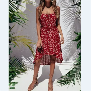 

Boho Beach Summer Floral Dress Elegant Off Shoulder Sleeveless Evening Party Playa Dress Women's Tunisia Summer Dress Vestidos