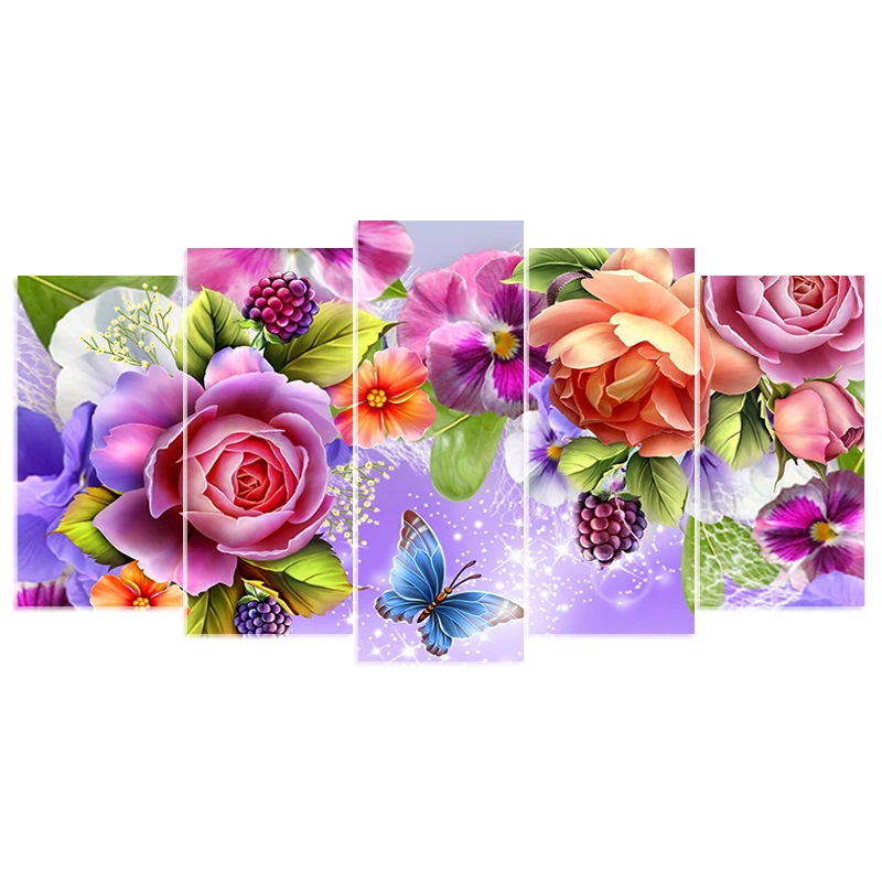 

Zhui Star 5D DIY Full Square Diamond Painting "rose & butterfly" Multi-picture Combination Embroidery Cross Stitch Mosaic Decor