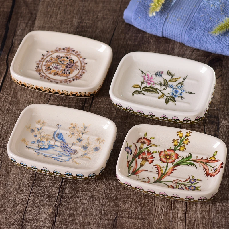 Vintage Ceramic Soap Dish Box Tray Holder Storage Plate Box Container Bath Shower Plate Box Bathroom Accessories 63