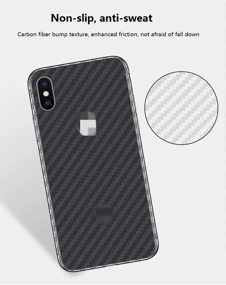 

Carbon Fiber Back Film Anti-slip Anti-sweat Back Stickers Transparent Protective Film for iPhone 7 7P 8 8P X XS XR XSMAX