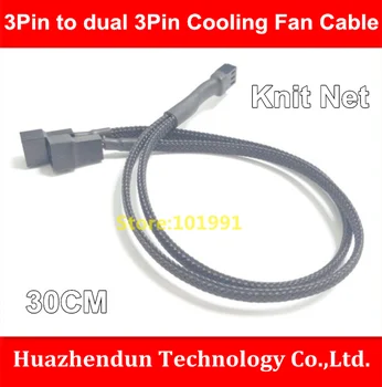 

2pcs/lot-High-Quality-New Motherboard Internal 3Pin Female to dual 3Pin PWM Cooling Fan Power Sleeved Cable 30CM Wire 22AWG