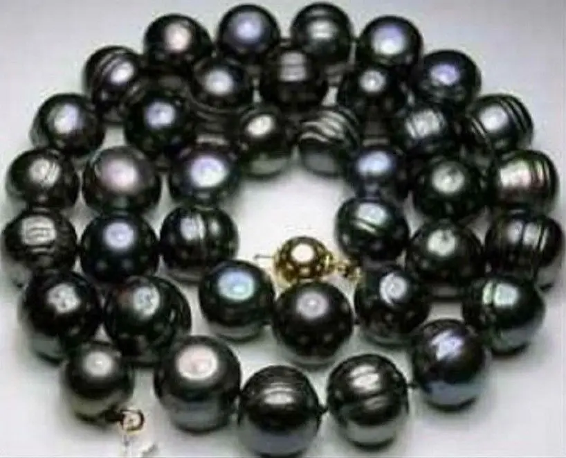 

N2082 BEAUTIFUL NATURAL SOUTH SEA BAROQUE BLACK PEARL NECKLACE 10-12MM % Discount AAA