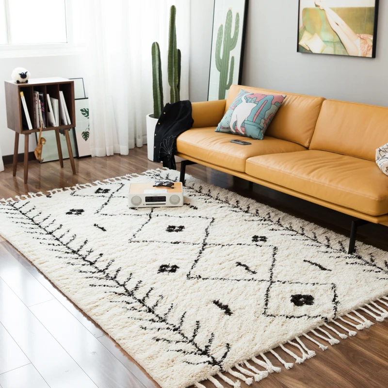 Collalily Kilim El Yapimi Hali Geometrik Bohemia Hint Hali Ekose Cizgili Modern Siyah Beyaz Tasarim Iskandinav Tarzi Indian Rugs Design Carpetstyle Carpet Aliexpress