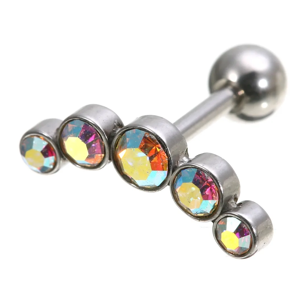 1PC Surgical Steel CZ Crystal Tragus Barbell Stud Cartilage Helix Upper Ear Stud Earring Women Body Piercing Jewelry Shellhard