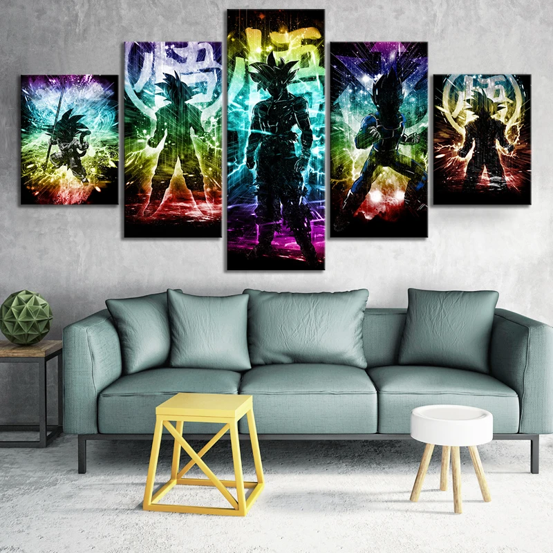 5-Piece-Dragon-Ball-Anime-Poster-Pictures-Goku-Paintings-Cartoon-Wall-Paintings-Canvas-Art-for-Children