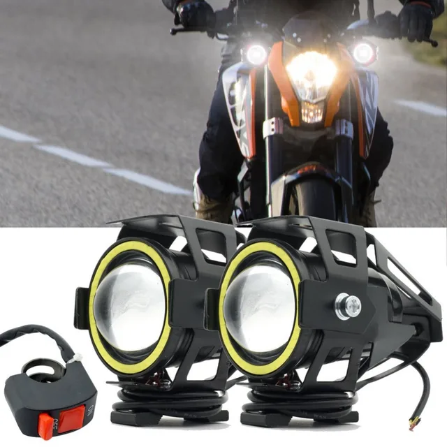 Welback LED Motorcycle Lights White Halo Angel Eyes Headlights Truck Spotlight ATV DRL Fog