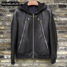 Натуральная кожа, куртка-бомбер, мужская куртка-пилот, овчина, настоящая кожа, куртка с капюшоном, авиация, полёт, тонкая, большой размер, овечья кожа, пальто