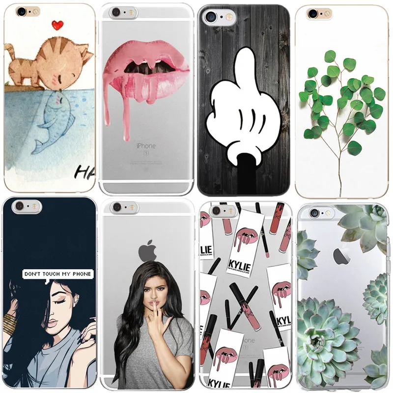 

For iphone 7 8 plus Phone Case Soft Silicone TPU Plant Leave Painted Back Cover Shell For iphone 5 5s 5se 6 6s 4.7''