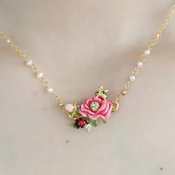 

Novelty Rose Pearl Necklace Women Europe and America Copper Flower Decoration Bracelet Fashion Women Exquisite Birthday Gift