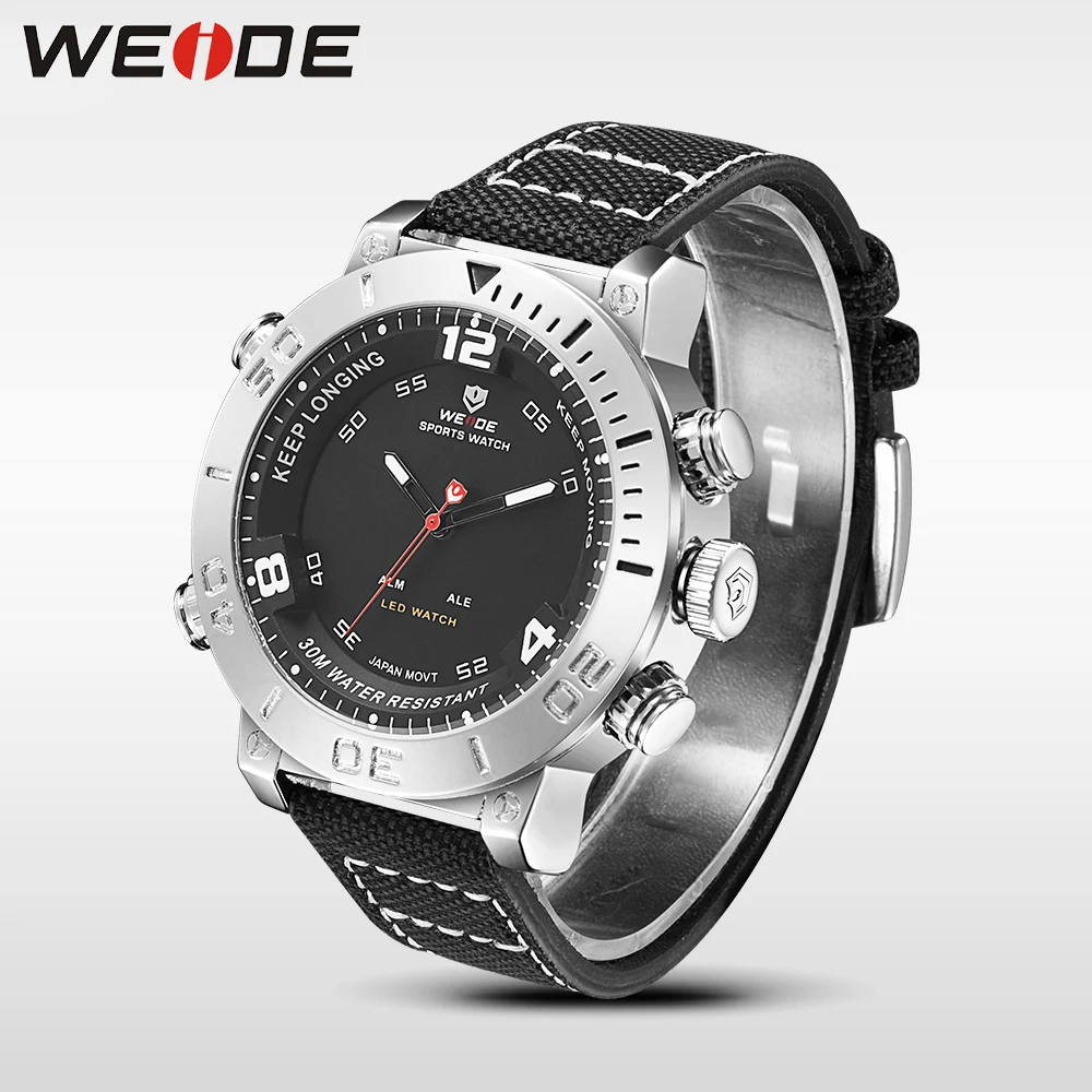 WEIDE watch luxury brand quartz watch sport digital nylong dress watch fashion casual water resistant black alarm clock relogio