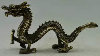 

Collectible Decorated Old Handwork Copper Carved Lifelike Dragon Statue