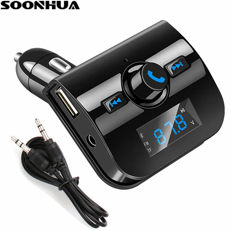 SOONHUA USB Car Charger Bluetooth Car Kit FM Transmitter Car MP3 Audio