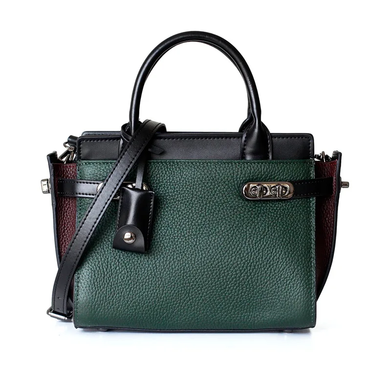 

Fashion Genuine Leather Trapeze Totes Bags for Women 2018 Luxury Handbags Women Bags Designer Hasp Side Lock Large Messenger Bag