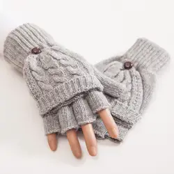 Лидер продаж теплые зимние перчатки без пальцев модные женские туфли женские вязаные перчатки рука теплее аксессуары