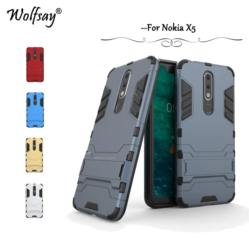 

Case For Nokia X5 Cover Cases For Nokia X5 X 5 Slim Robot Armor Rubber Fundas For Phone Case Nokia 5.1 Plus 2018 Cover Wolfsay