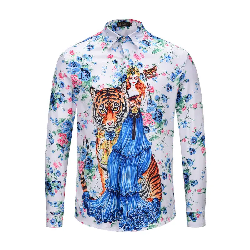 

Vintage Royal Baroque Floral Shirt Men Women Autumn Shirts Long Sleeve Luxury Design 3d Print Casual Cotton Slim Fit Men Clothes