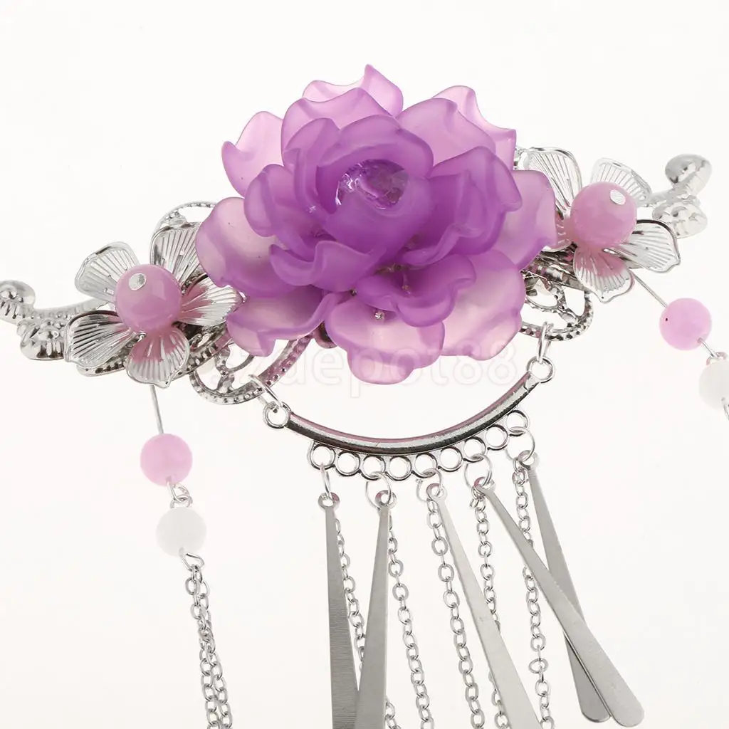 Женская Свадебная вечеринка Классическая заколки-пряжки для волос винтажная Длинная кисточка бисер цветок заколка для волос