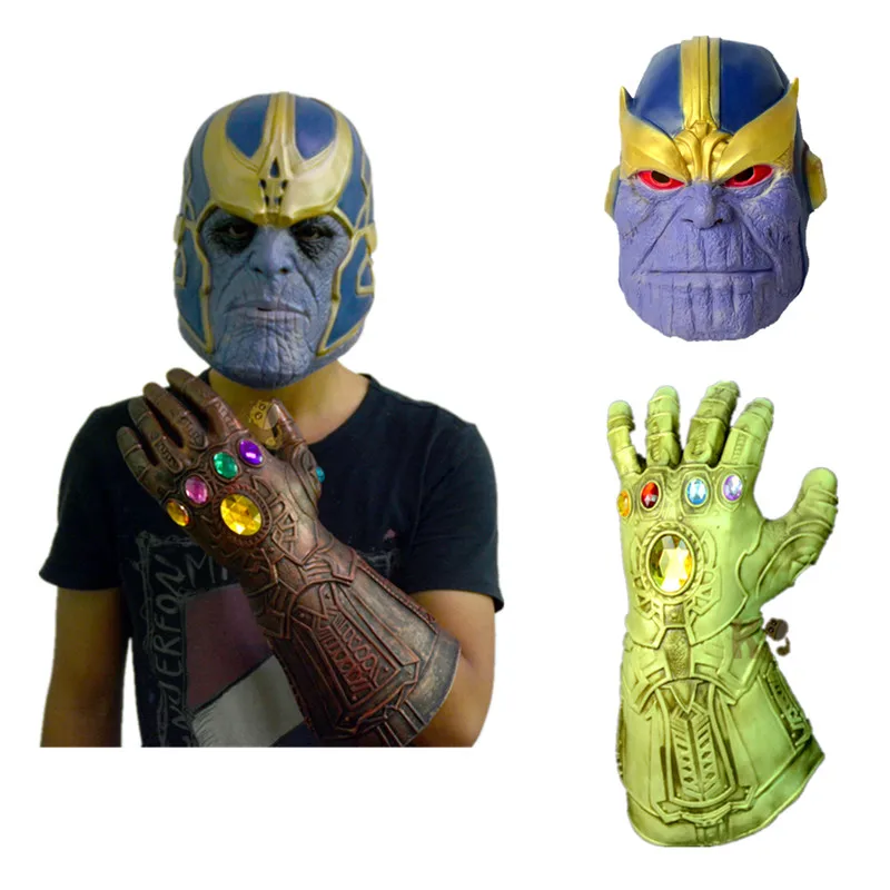 

37cm The Avengers Action Figure Thanos Infinity Gauntlet Cosplay Gloves/mask Thanos Cosplay Gloves Mask Latex Toys Model Dolls