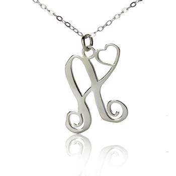 

AILIN Free shipping --"A Piece of My Heart" Initial Necklace in Sterling Silver MO Name Necklace Letter Jewelry To US 2 weeks