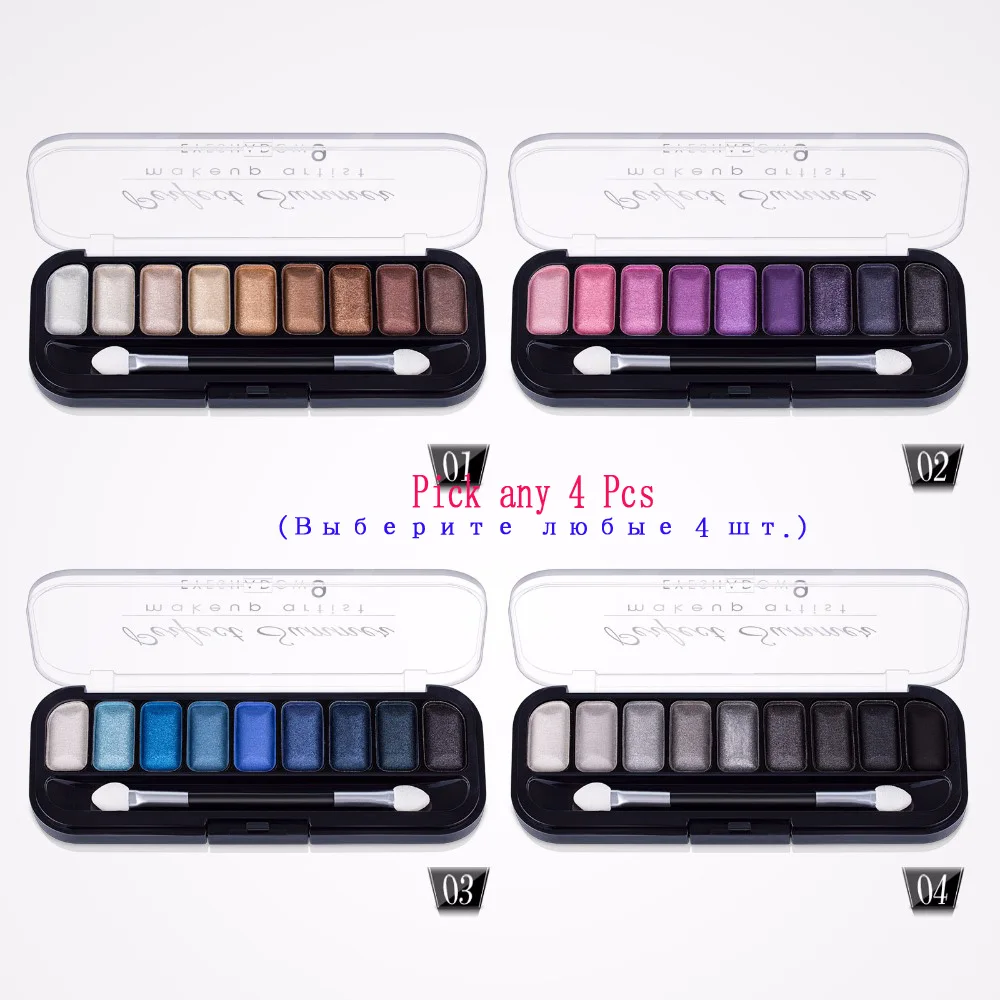 Perfect Summer 4Pcs Eye Shadow Palette 9 Color Makeup Matte Shimmer Eyeshadow with Eye Brush Professional Classic Black White Perfect Summer 4Pcs Eye Shadow Palette 9 Color Makeup Matte Shimmer Eyeshadow with Eye Brush Professional Classic Black White