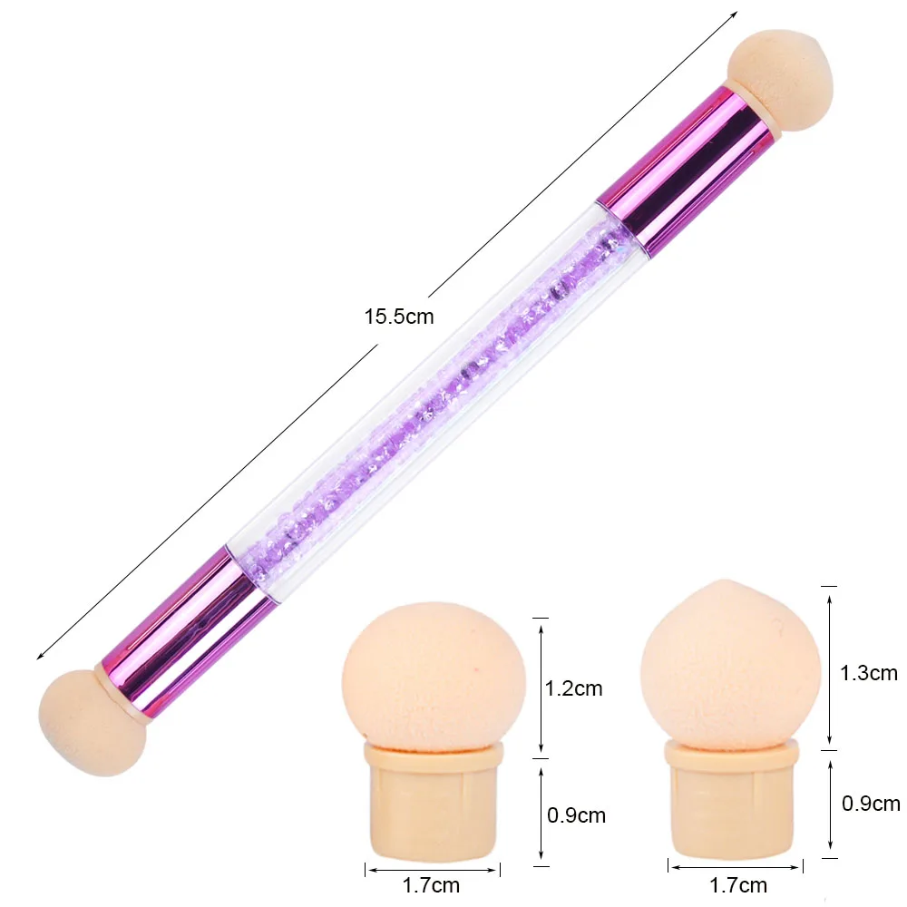 1 Набор, двойная Концевая ногтевая Кисть для геля, полированная цветная градиентная кисть+ 2 губки, сменная штамповка, цветущая ручка, инструмент для маникюра, JI945-1