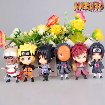 1pc random Character Anime Naruto Sasuke ITACHI Keychain Keyrings Pendant Action Figures Anime PVC Figures death note anime character figures 8 piece set