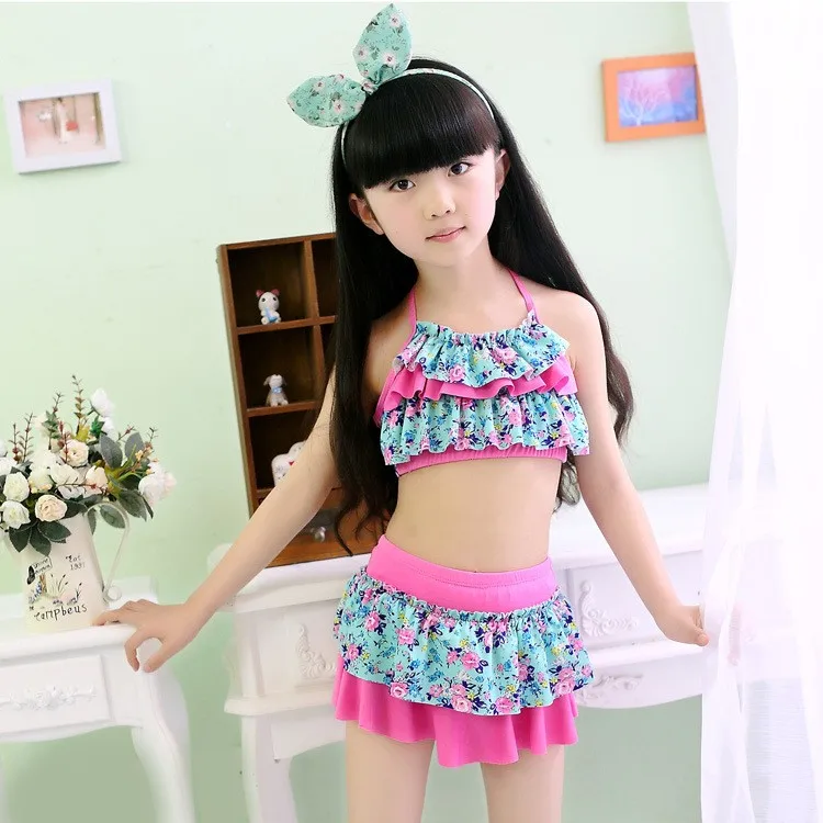 2016-new-pretty-Swimsuit-New-Summer-Children-Split-Two-piece-Swimsuit-Girls-Bikini-Girls-Beautiful-Bikini
