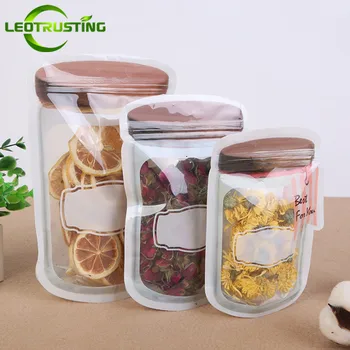 

Leotrusting Factory Price 5000pcs Reusable Mason Jar Git Bags Portable Mason Jar Zipper Bags Food Snack Chocolate Packaging Bags