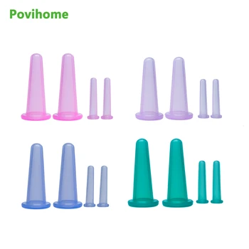 

Povihome 4Pcs Health Care Premium Transparent Silicone Cupping Set Medical Vacuum Silicone Massage Cups Therapy Cellulite
