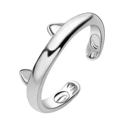 Посеребренные палец колокол Cat кольца для женщин девушка милые модные Регулируемый кольцо с изображением животного Мода Pet Свадебные