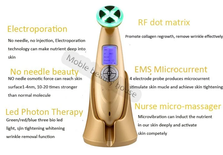 Перезаряжаемые ЖК-дисплей Дисплей мини электропорации мезотерапия EMS РФ подтяжки кожи подъема удаление морщин лица укрепляющий Мачин