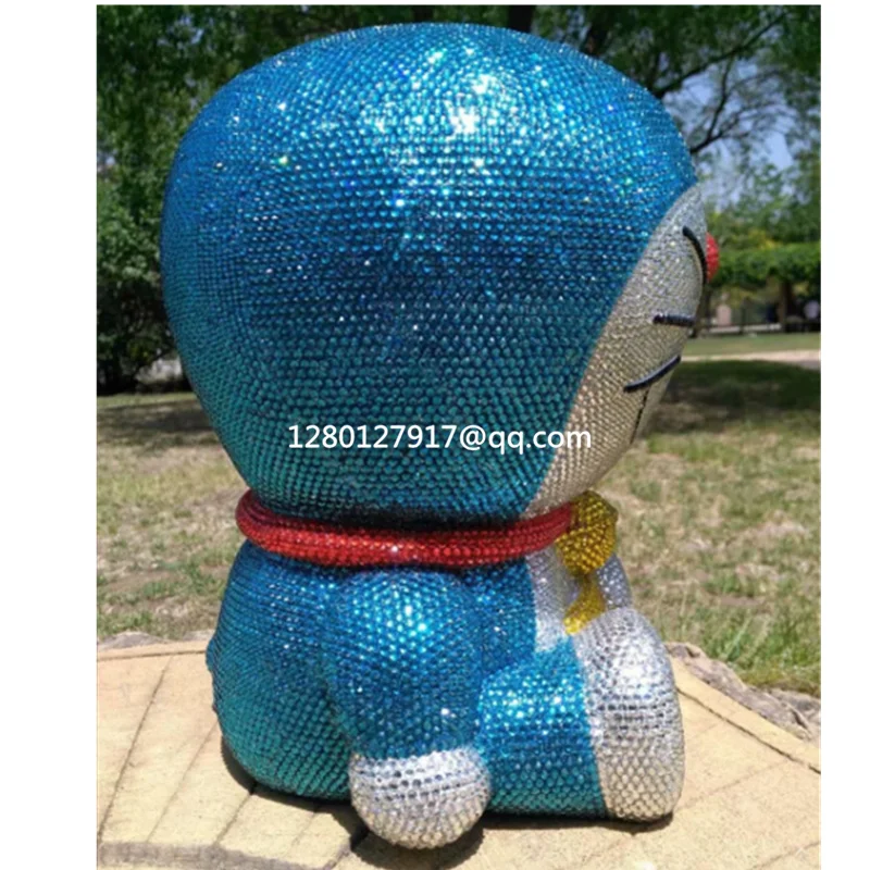 Статуя Аниме Doraemon негабаритная Копилка Jingle Cat Paste drill sit ПВХ фигурка Коллекционная модель игрушки 32 см коробка P1360