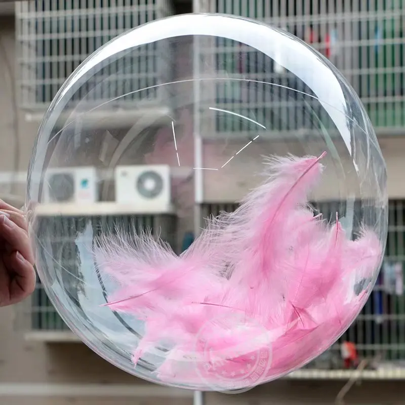 

18 inch Transparent Helium clear Bubble Balloons happy birthday stickers colorful feather Birthday party Supplies decor