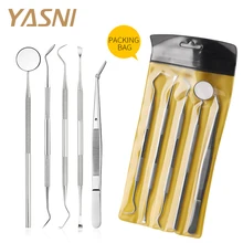 5 шт. стоматологические лупы зеркальный серповидный скалер зуб палочки шпатель стоматологическое оборудование, стоматолог подарок уход за полостью рта чистка зубов комплект FS141