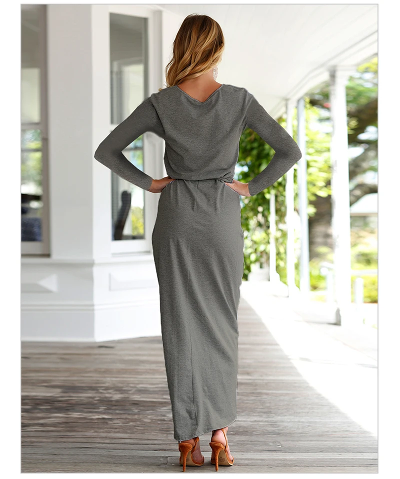 Autumn Bodycon Dress Women Sexy Split Bandage Long Sleeve Plus Size Casual Vestidos Mujer 2018 Maxi Asymmetrical O-neck Dresses  (26)