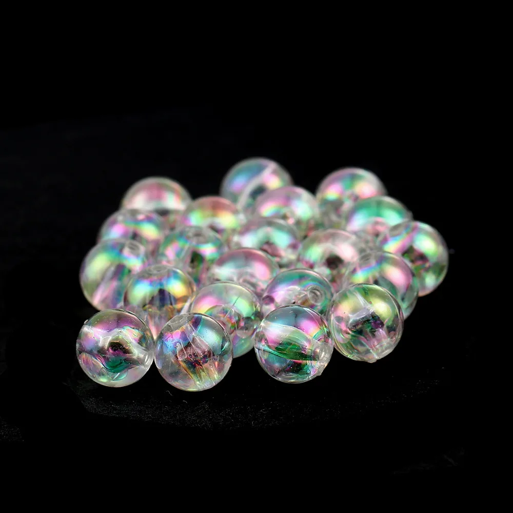 

Doreen Box Acrylic Beads Round Transparent Clear AB Rainbow Color Colorful About 10mm( 3/8") Dia, Hole: Approx 1.7mm, 200 PCs