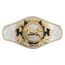 Hebilla de Golden Horse, accesorios de cinturón de aleación de doble Color supergrande