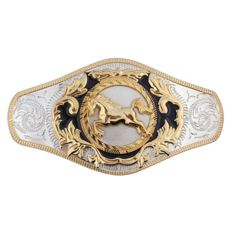 

Golden Horse belt buckle super large double color alloy smooth buckle