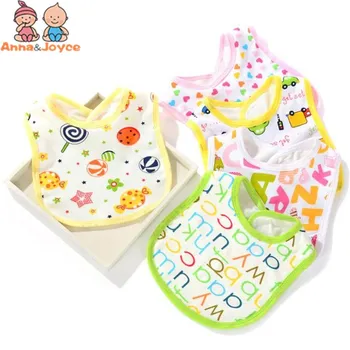 

4 Pc Cotton Baby Bibs Infant Embroidered Saliva Towels Baby Burp Cloths Funny Baby Soft Bib